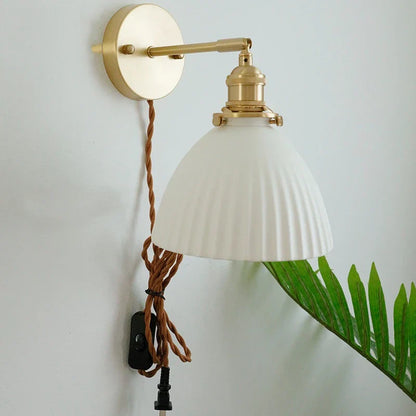 DecorBites™ Copper Ceramic Wall Sconce Pull Chain LED Wall Light