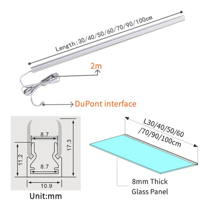 مصباح بار خزانة LED من DecorBites™ لشريط إضاءة رفوف الكتب الزجاجي مقاس 8 مم