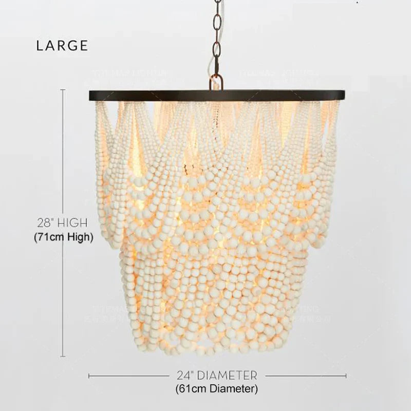 ثريا ديكوربايتس™ الخشبية السوداء المُعلّقة بالخرز - إضاءة نورديك عتيقة للمدخل، وغرفة الطعام، وغرفة النوم