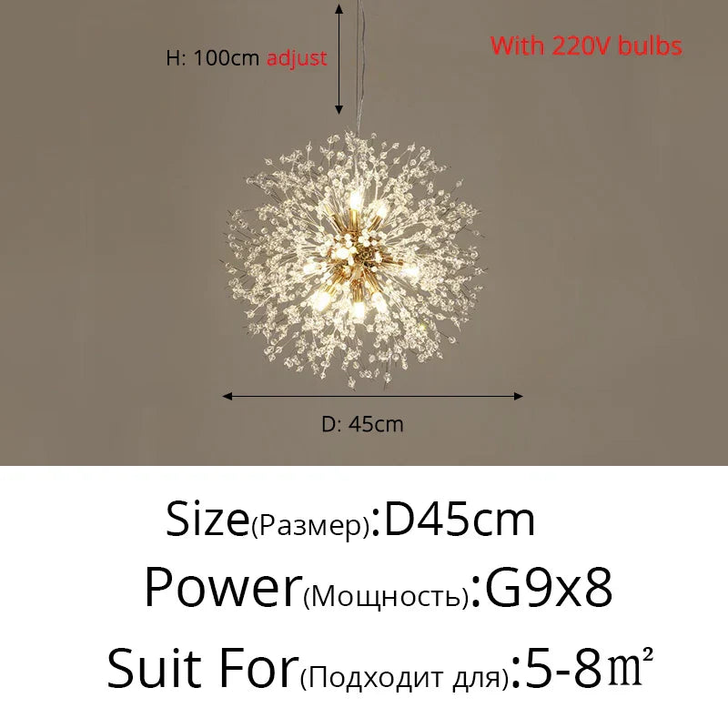 DecorBites™ Gold/Silver LED Crystal Chandelier for Home Living Dining Study Hall Bedroom