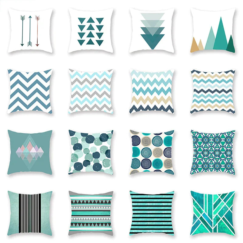 DecorBites™ Green Geometric Pillowcase - Nordic Classic Design for Home Decor and Comfort