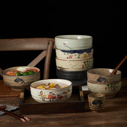 DecorBites™ 6/7 Inch Ceramic Ramen Bowl - Large Soup Noodle Bowl for Kitchen and Hotel Use