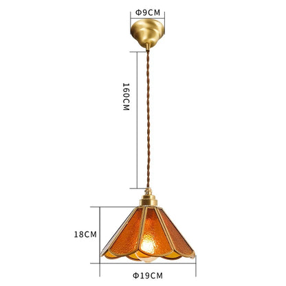 DecorBites™ Japanese Vintage Glass Copper LED Pendant Lamp for Bedroom, Bar, Cafe
