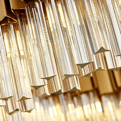 DecorBites™ Golden Stainless Steel Crystal Chandelier for Elegant Foyer Lighting