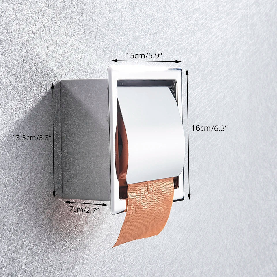 DecorBites™ Bathroom Paper Holder Matte Black/Chrome Wall-Mounted Towel Rack & Roll Paper Box