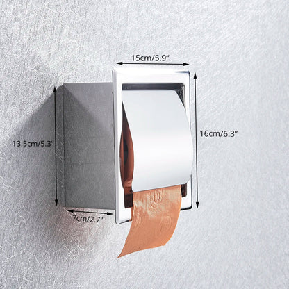 DecorBites™ Bathroom Paper Holder Matte Black/Chrome Wall-Mounted Towel Rack & Roll Paper Box