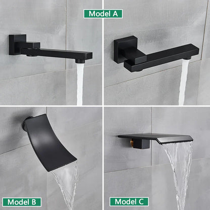 DecorBites™ Black Wall Mounted Rainfall Shower System with Tub Spout