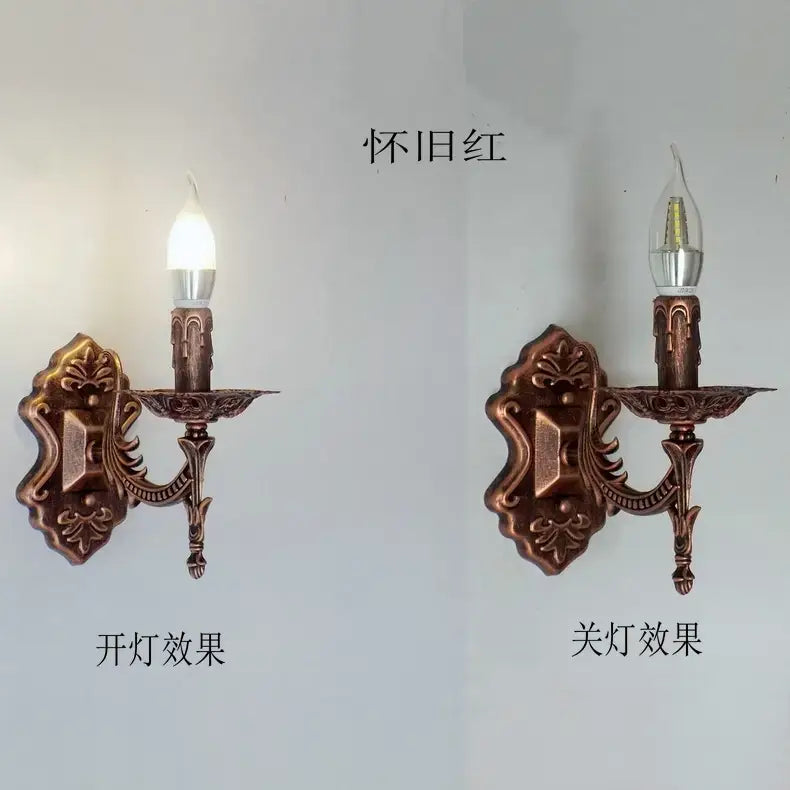 antique bronze-colored ornate wall sconce with intricate floral and scrollwork detailing in a creative retro european style european wall light for bedroom use