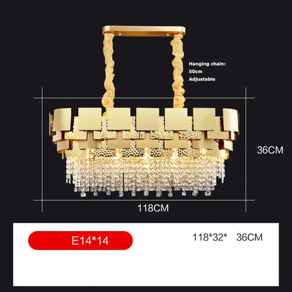 DecorBites™ Golden Crystal Stainless Steel Pendant Light for Stylish Foyer