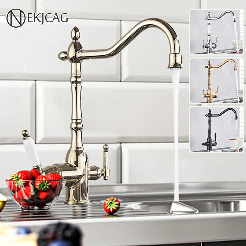 Decorbites™ Gold Küchenfilterarmatur mit 360° Drehung und dualen Wasserfunktionsmodi