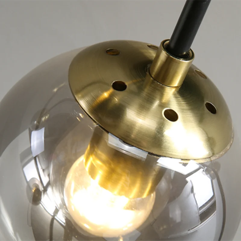 DecorBites™ Black & Gold LED Round Ball Chandelier - Elegant Lighting Fixture for Home