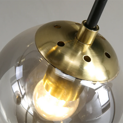 DecorBites™ Black & Gold LED Round Ball Chandelier - Elegant Lighting Fixture for Home