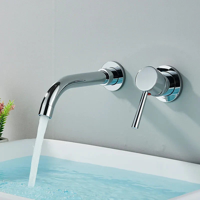 DecorBites™ Brushed Gold/Black Wall Mounted Bathroom Basin Faucet - Hot/Cold Water Mixer