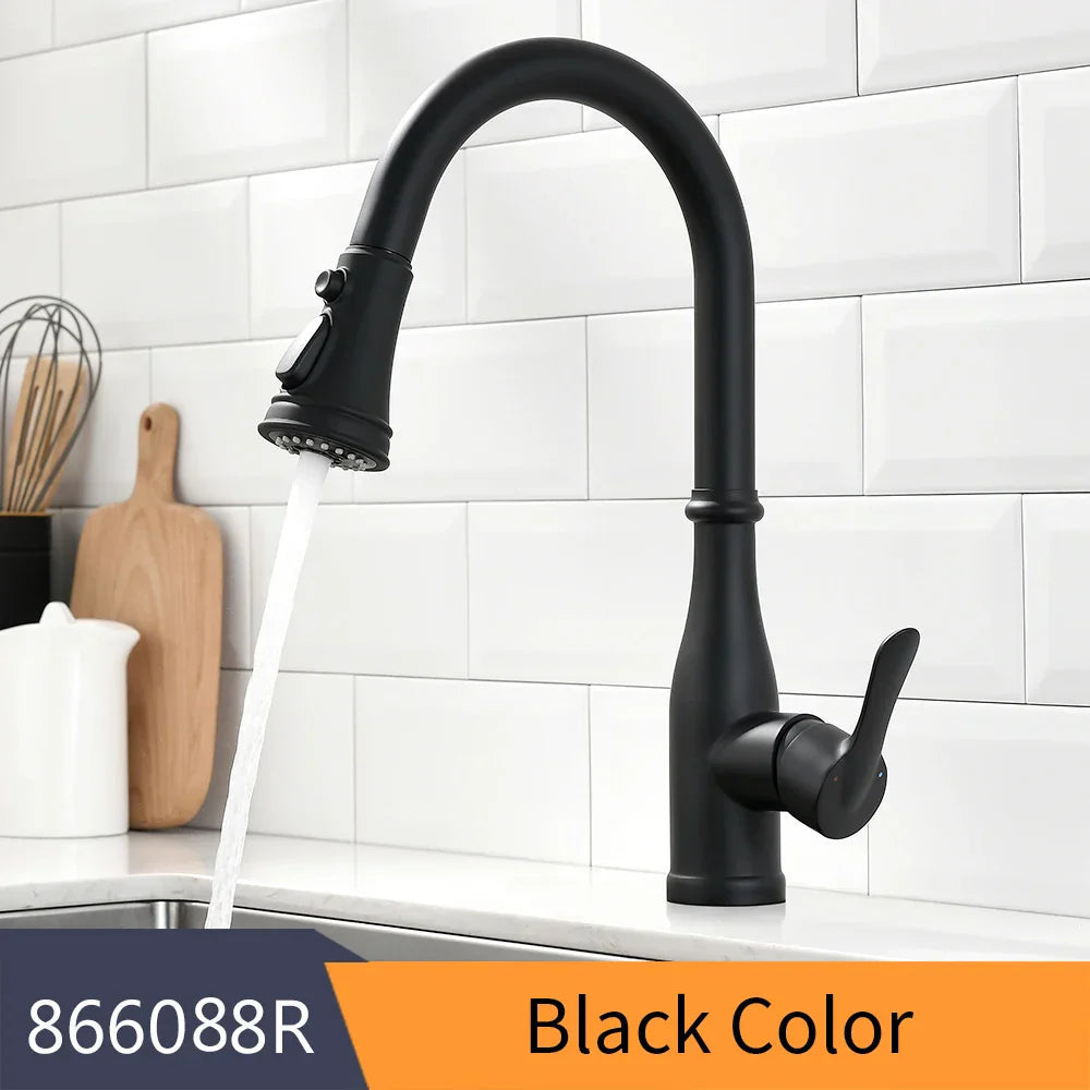 Grifo de Cocina Oro Decorbites™ Asa Única con Extracción y Giro Mezclador de Agua