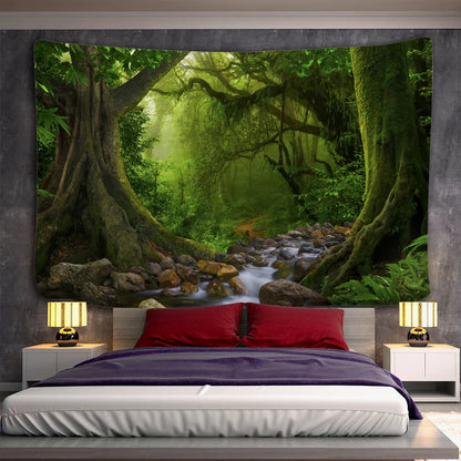 Decobites Forest Plant Landscape Tapestry Wall Hanging Hippie Bedspread Bohemian Decor