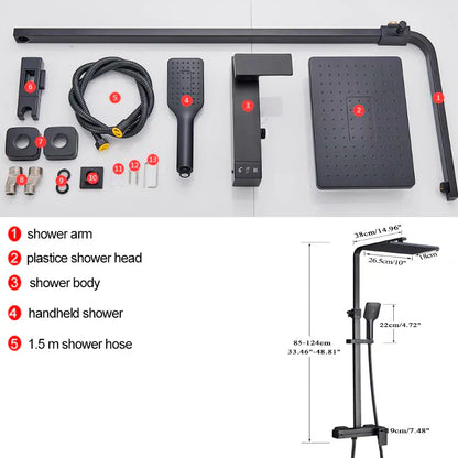 DecorBites™ Black Brass Shower Faucet with 8" Rainfall Shower Head and Tub Spout