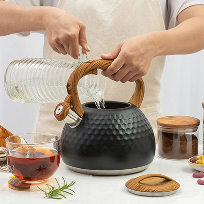 Hervidor de agua DecorBites™ de 3 litros de acero inoxidable con silbato | Hervidor con sonido de martillo para cocinas de gas e inducción
