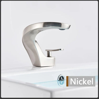 DecorBites™ Brushed Gold Basin Faucet: Modern Brass Deck Mount Bathroom Mixer Tap