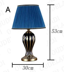 DecorBites™ Hand Painted Antique Blue Ceramic Desk Lamp