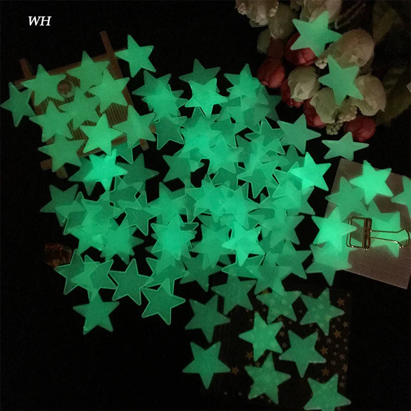 Pegatinas de pared de estrellas 3D que brillan en la oscuridad de DecorBites™ – Decoración luminosa fluorescente para el hogar