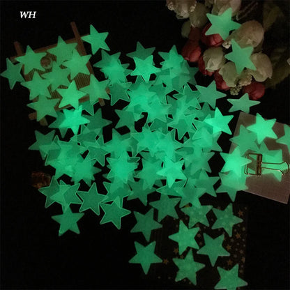 Pegatinas de pared de estrellas 3D que brillan en la oscuridad de DecorBites™ – Decoración luminosa fluorescente para el hogar