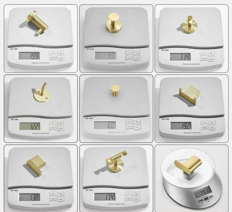 DecorBites™ Brushed Gold Stainless Steel Robe Hook Wall Mounted Bathroom Hardware Hanger