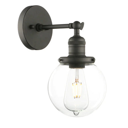 DecorBites™ Vintage Industrial Wall Sconce with 5.9" Clear Glass Globe Shade