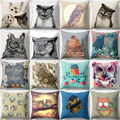 DecorBites™ Cute Owl Cushion Pillow Cover for Home Sofa Bedroom Decor
