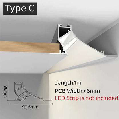 DecorBites™ 1m Trimless LED Aluminum Profile for Hidden Backlighting Linear Strip Light
