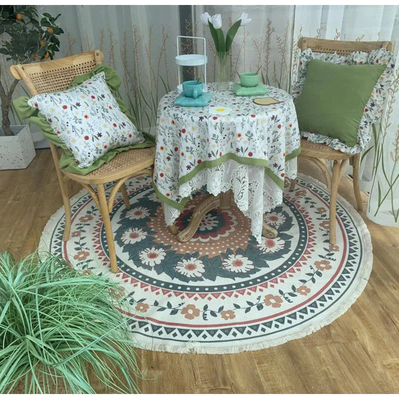 DecorBites™ Bohemian Ethnic Round Area Rug for Bedroom and Balcony Floor – Christmas New Year Gift