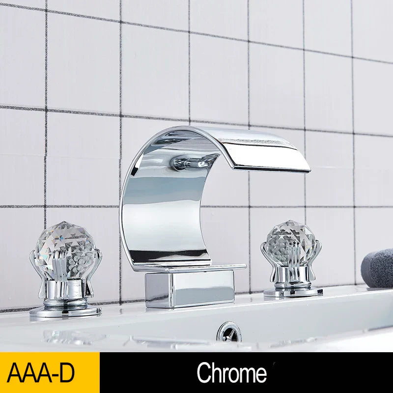 DecorBites™ Gold Waterfall Double Handle Bathroom Basin Faucet