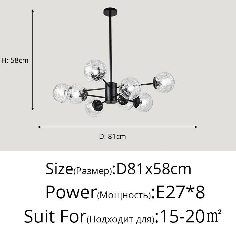 DecorBites™ Glass LED Chandeliers: Modern Dining Room Bedroom Living Room Pendant Lights