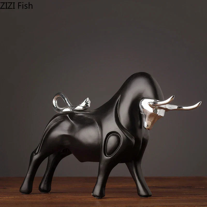 DecorBites™ Bull Sculpture Resin Animal Statue Home Decor Craft Figurine