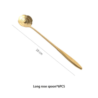 DecorBites™ Gold Flower Stainless Steel Teaspoons Set for Coffee, Desserts, and Ice Cream