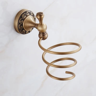 DecorBites™ Brass Antique Bath Hardware Set: Towel Rack, Paper Holder, Towel Hanger, Toilet Brush Holder