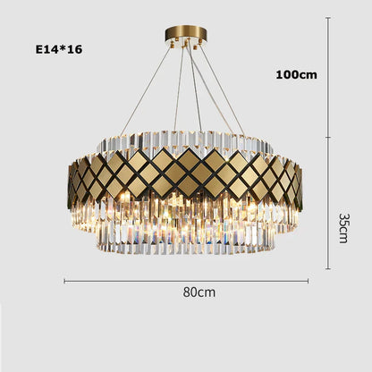 DecorBites™ Gold LED Crystal Clear Art Deco Chandelier for Foyer