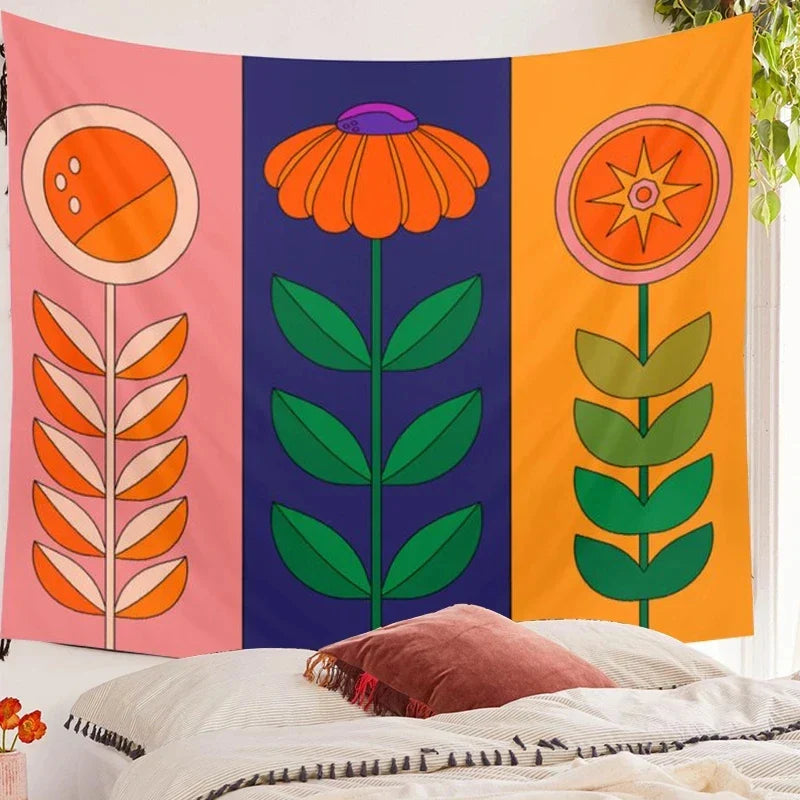 Decobites Sunflower Tapestry Wall Hanging - INS Style Colorful Living Room Decor