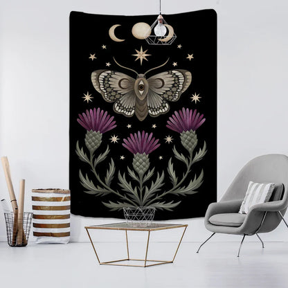 Decobites Moon Phase Mandala Flower Tapestry: Bohemian Room Decor Art