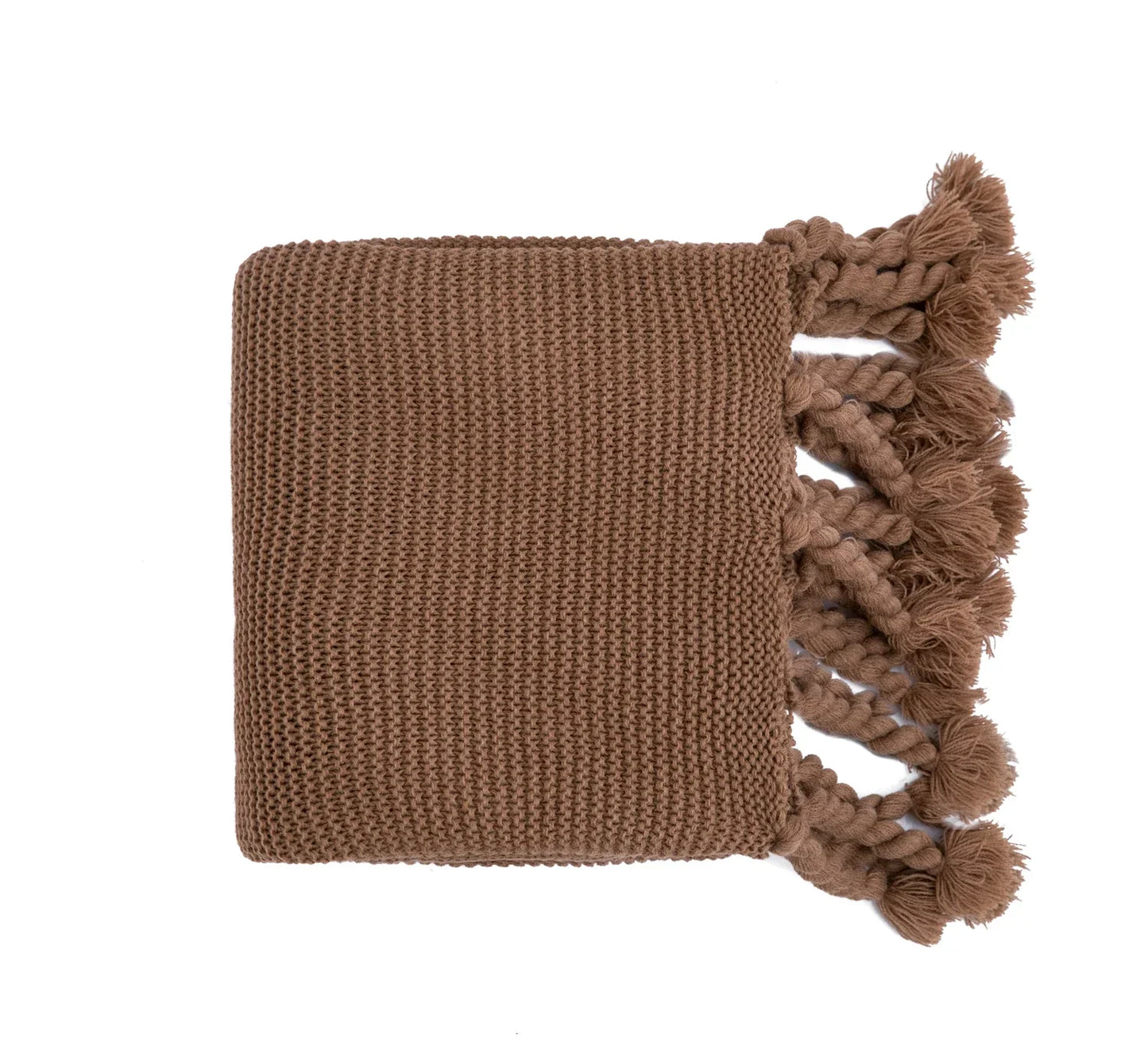 DecorBites™ Knit Throw Blanket Ivory Pink Solid Soft Plaid Tassels 50"x62"