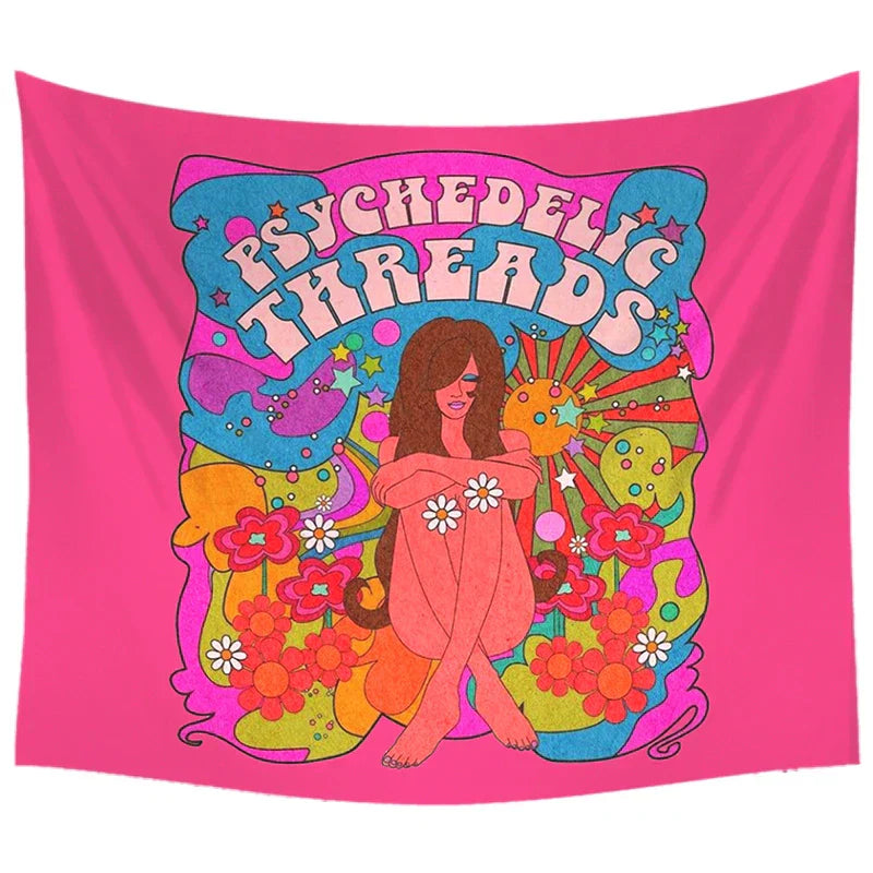 Decobites Psychedelic Hippie Wall Tapestry 80s Colorful Decor for Girls Dorm Room