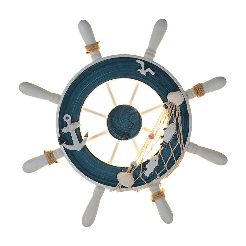 Luz de pared LED para niños Decorbites™ con timón de barco - Decoración mediterránea de tema oceánico