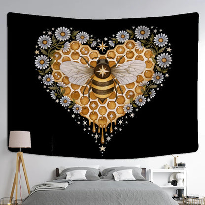 Decobites Bee Daisy Wall Hanging: Bohemian Hippie Witchcraft Plant Dorm Decor