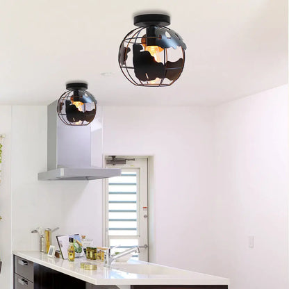 DecorBites™ World Map Metal Wire Globe Ceiling Light Shade - Modern Loft Cage Shade