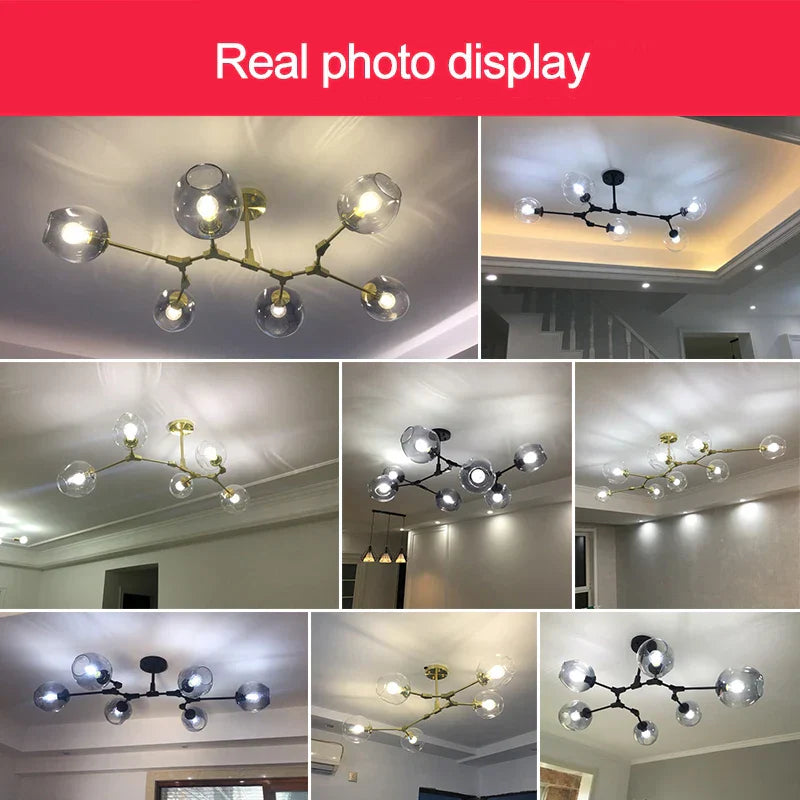 ديكوربايتس™ مصباح معلق زجاجي أسود ذهبي صناعي لغرفة الطعام والدرج العلوي ومصباح نورديك