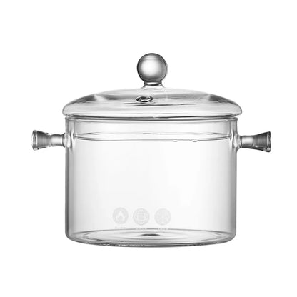 DecorBites™ Glass Cooking Pot - Heat-Resistant Stove Pot for Boiling Water, Cooking Noodles, and Making Soup