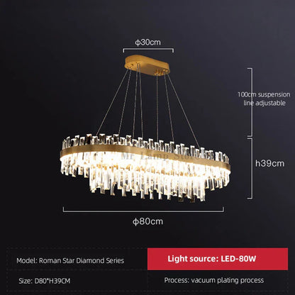 DecorBites™ Circular Double-layer Crystal Chandelier for Living Room Dining Room Led Pendant