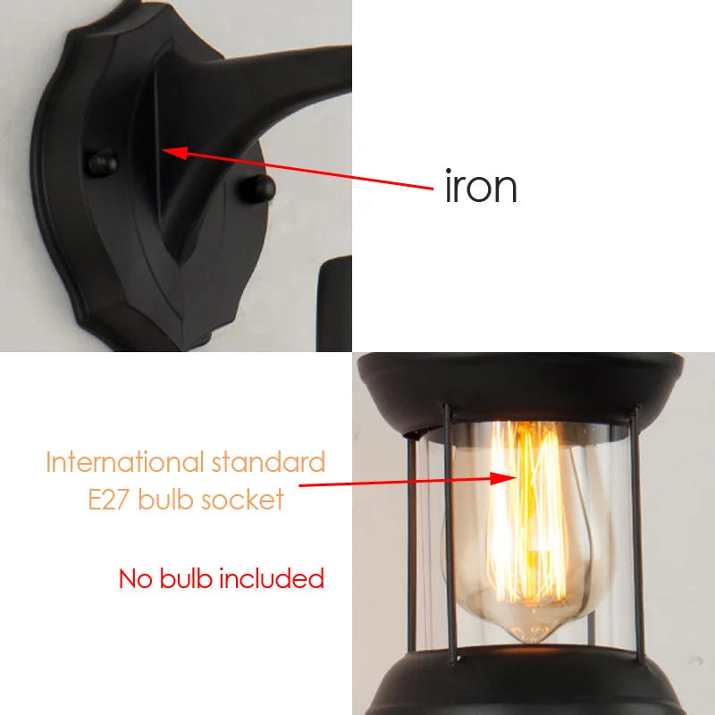 DecorBites™ Industrial Glass Wall Lamp for Bedside Bedroom, Bar, Cafe, Aisle, and Stairway