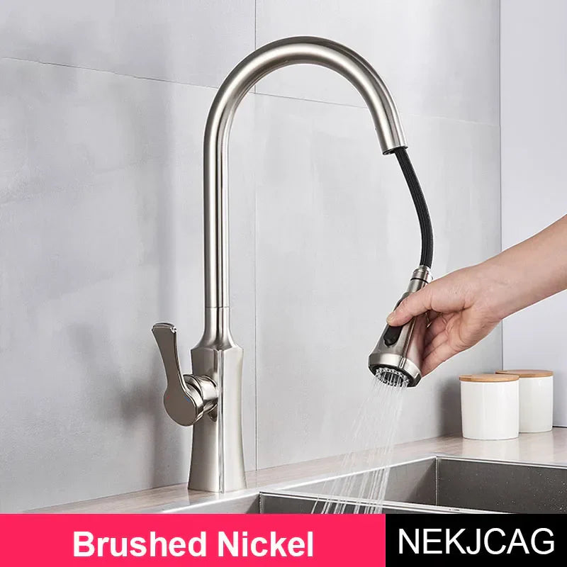 DecorBites™ Gold Single Handle Kitchen Faucet: Hot and Cold Water Tap