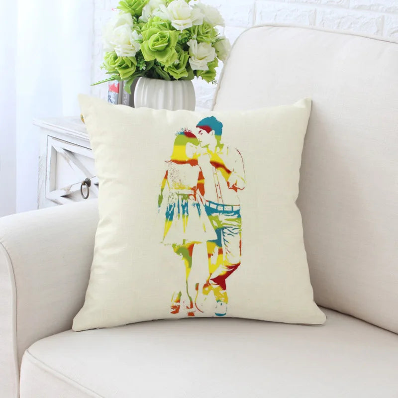 DecorBites™ Cactus Hand Painting Decorative Pillowcase for Sofa, Chair Cushion Home Decor