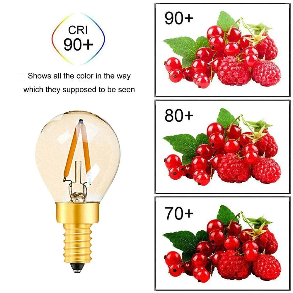 DecorBites™ Gold-Tinted Glass LED Filament Bulb, 1W, Warm White (2200K) for Solar Battery Camping
